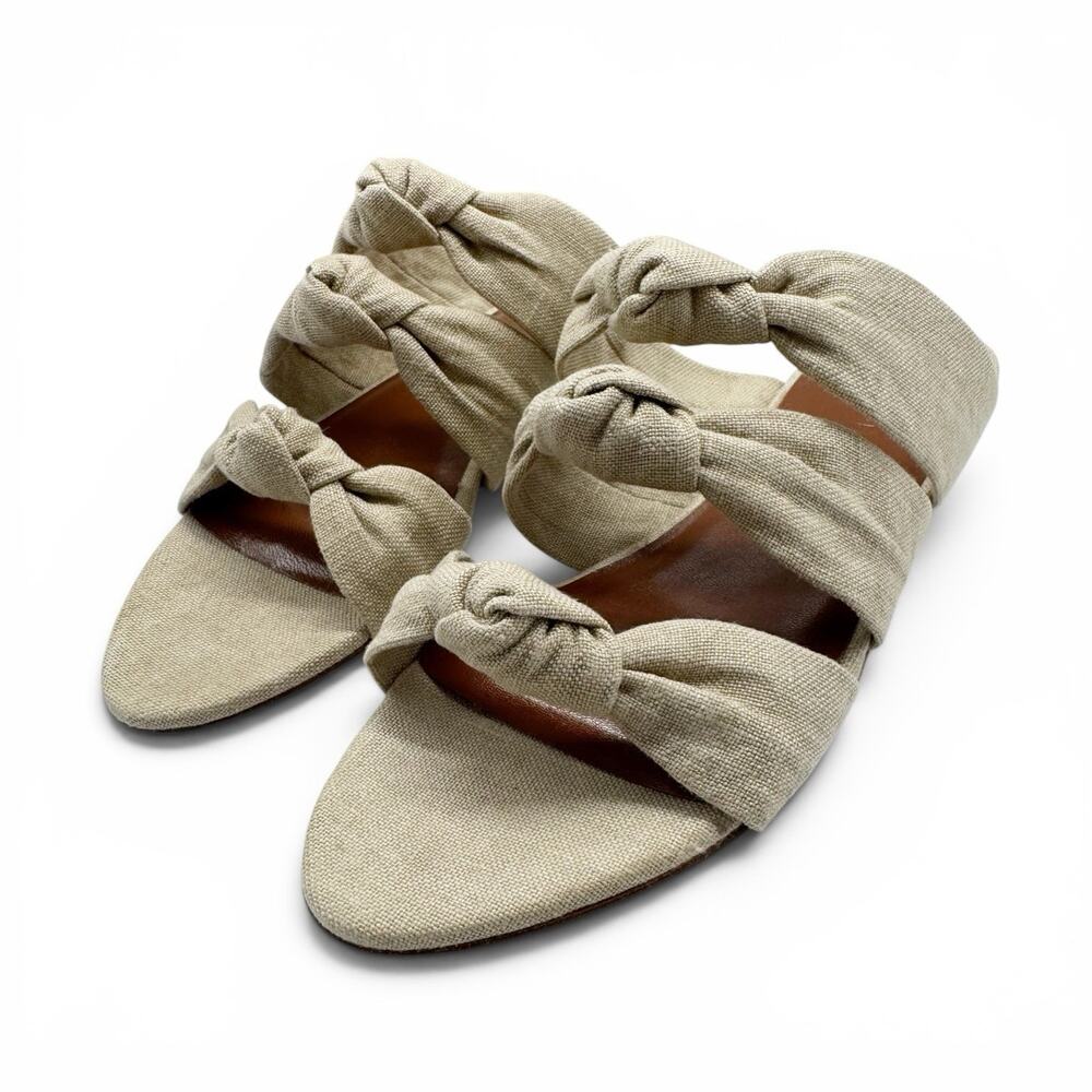 NWB Le Monde Beryl Linen Knot Sandal Flats Women’s Euro Size 36 US 6 Beige